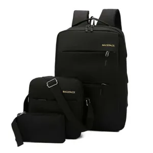 3pcs/set Men's Backpack Bag Male USB Charging Laptop Backpack Computer Bags Men Shoulder Bag Sets