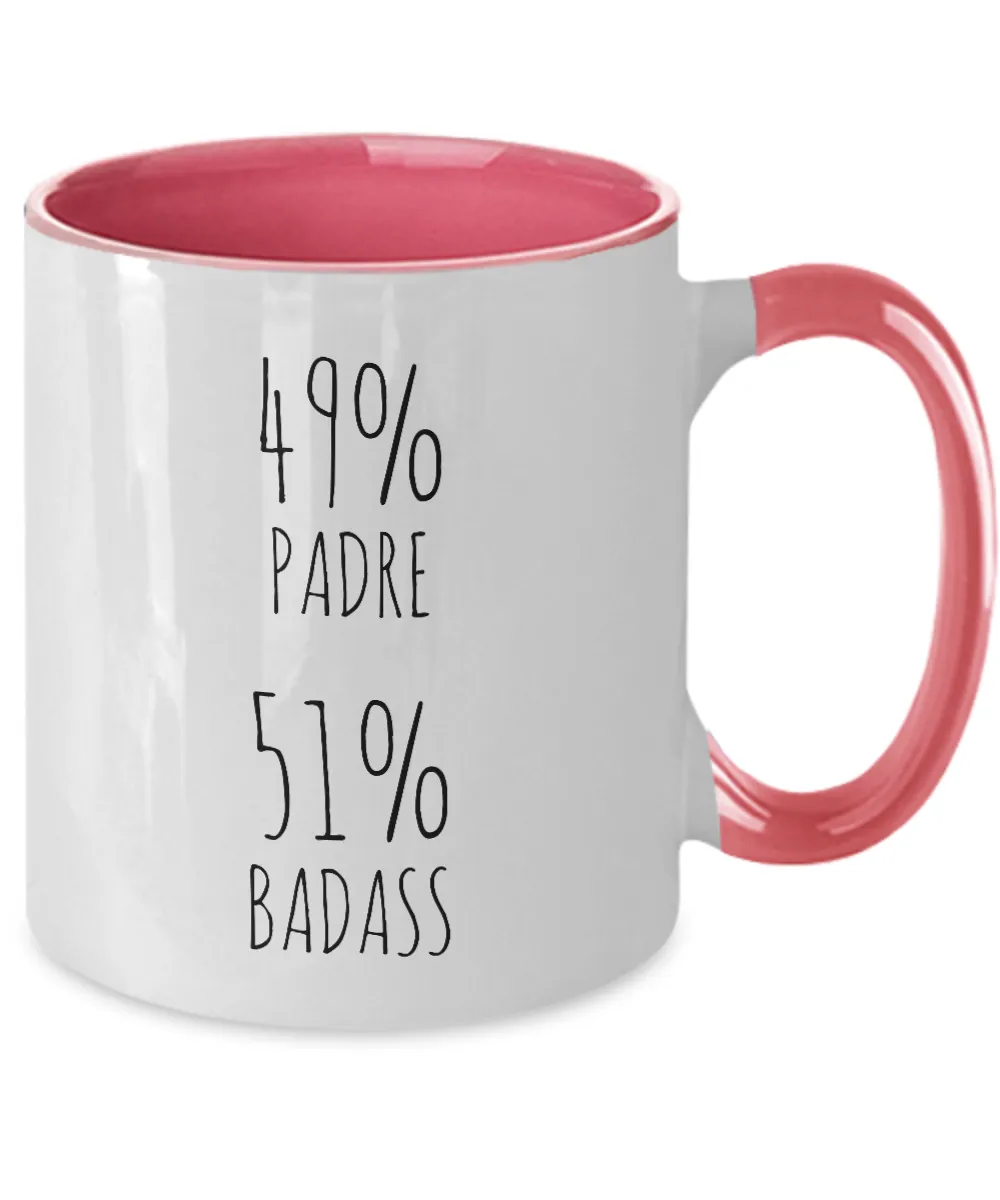 49% Padre 51% Badass Two-Tone Mug Coffee Cup Funny Gift