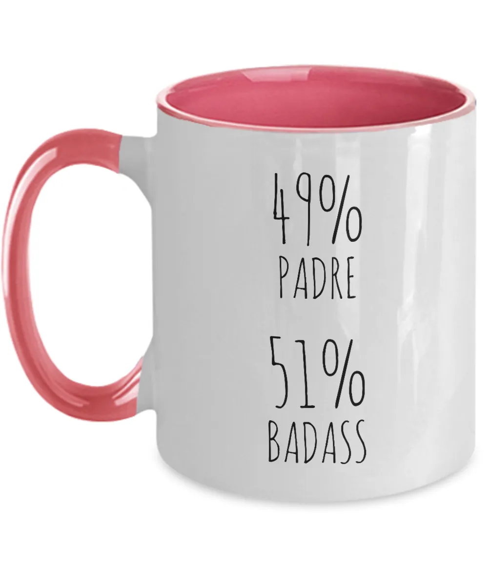 49% Padre 51% Badass Two-Tone Mug Coffee Cup Funny Gift