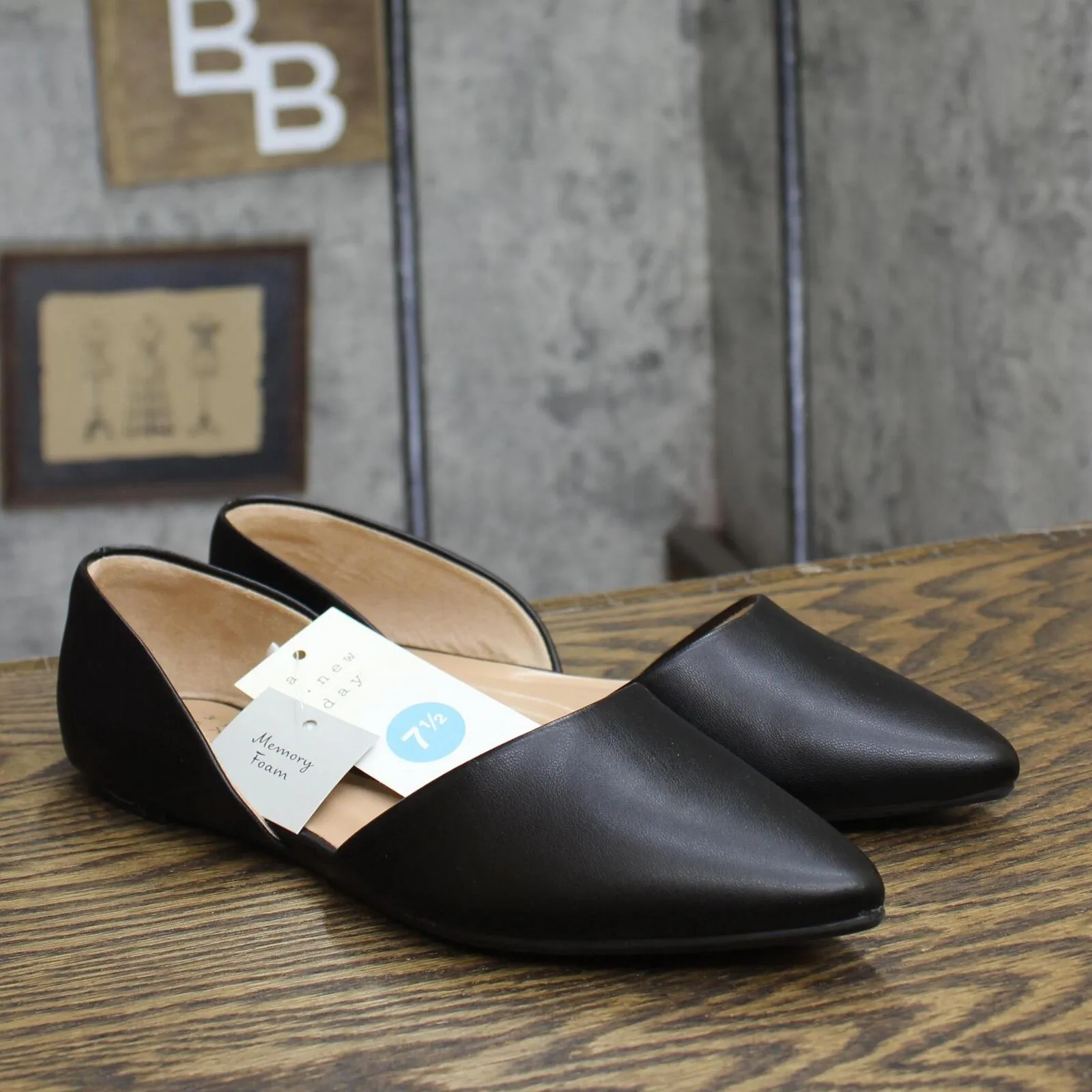 A New Day Womens Julie Ballet Flats with Memory Foam Insole 87930759 Black 7.5M