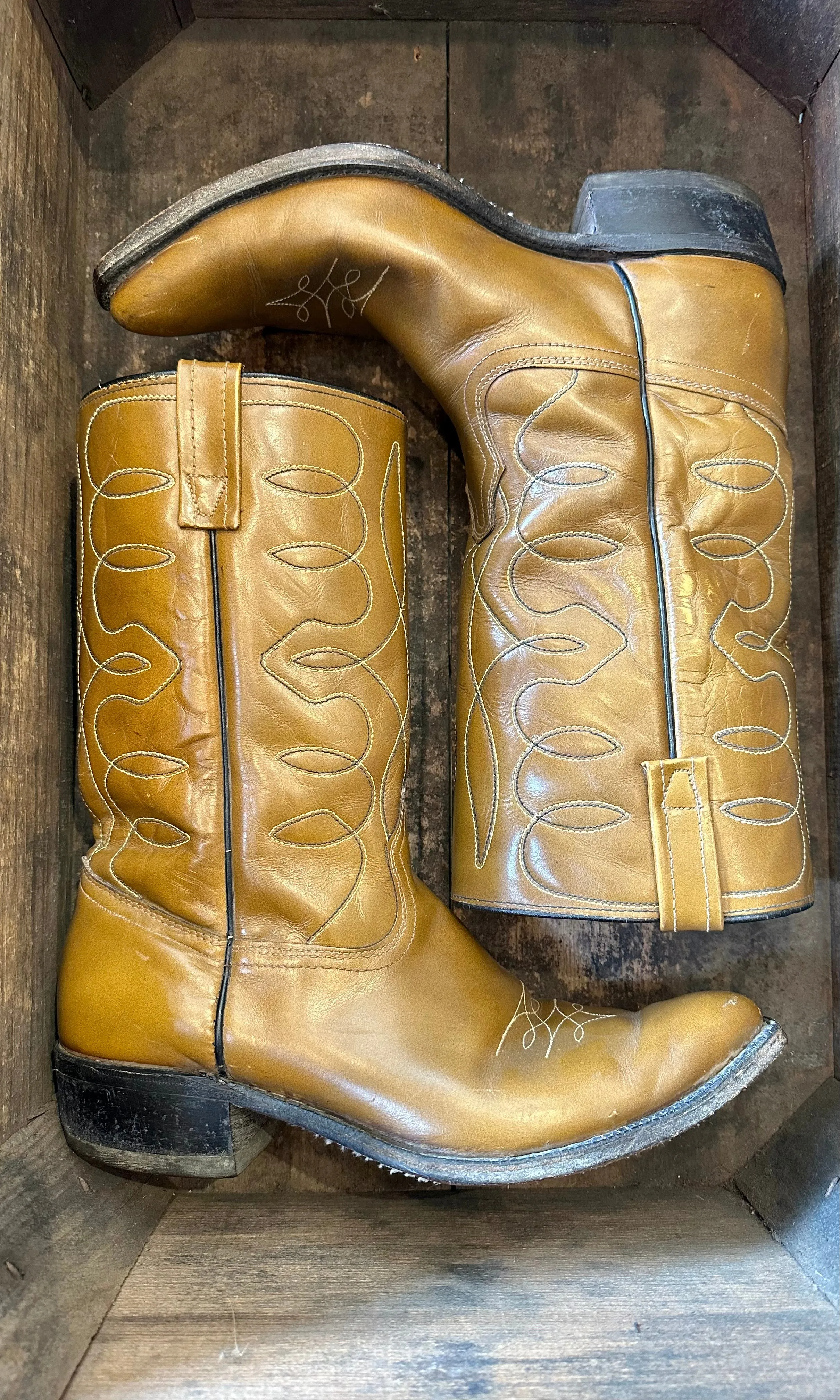 ACME SAND DUNES Taupe Vintage 60s Leather Boots • Men's size 9.5D