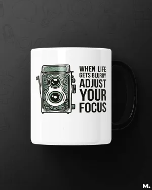 Adjust your focus printed mugs
