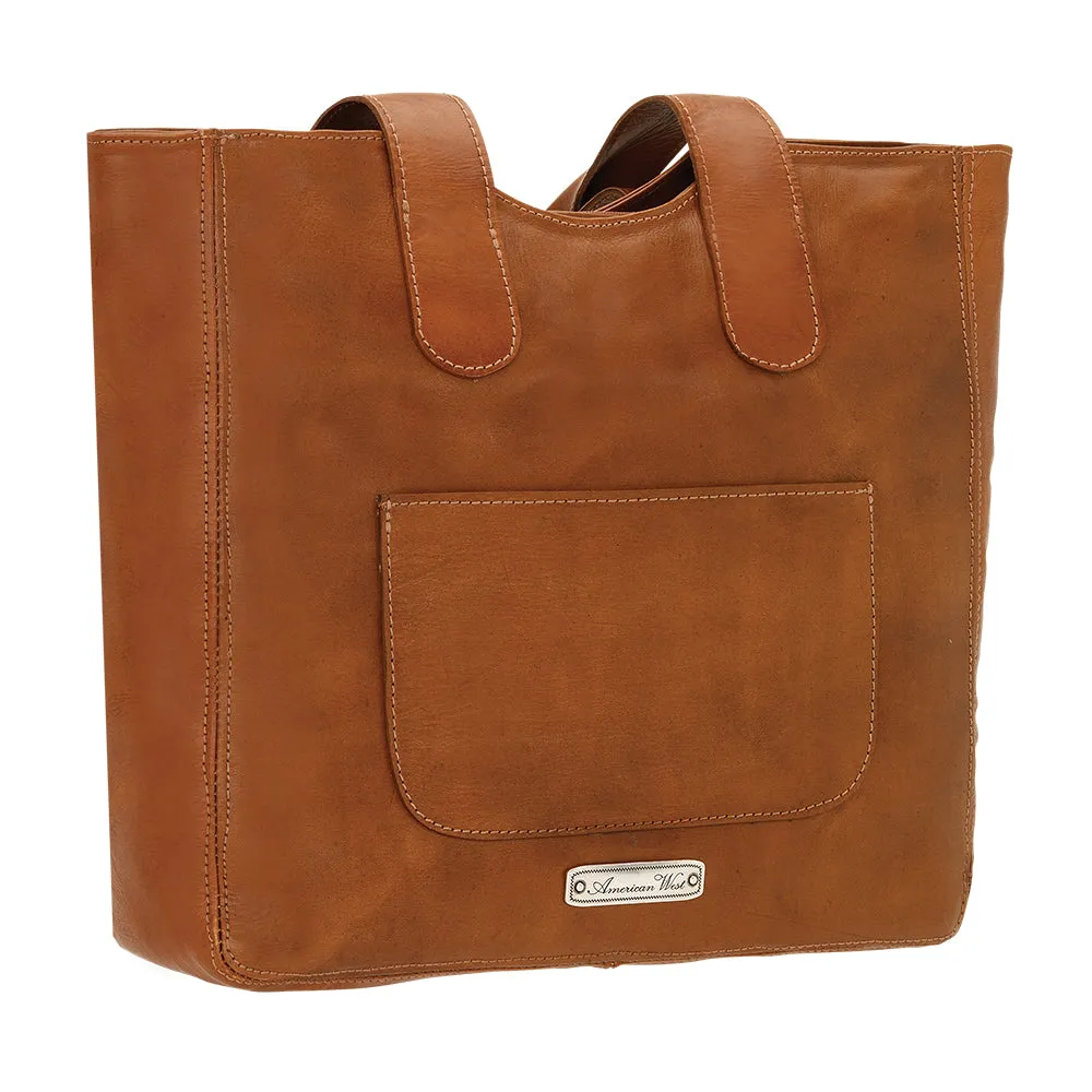 American West Handbag Mohave Collection: Large Zip Top Tote with Fringe
