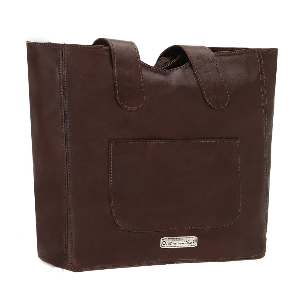 American West Handbag Mohave Collection: Large Zip Top Tote with Fringe