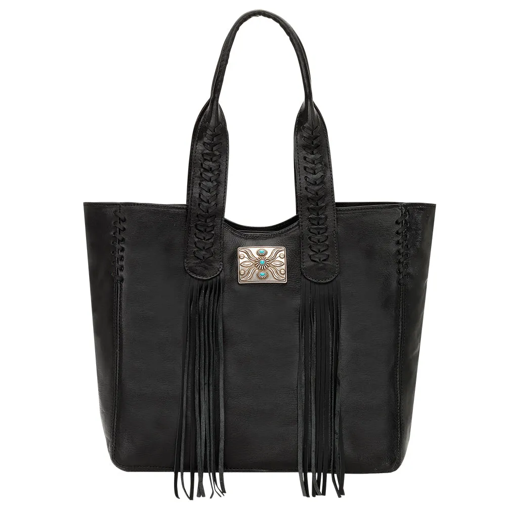 American West Handbag Mohave Collection: Large Zip Top Tote with Fringe