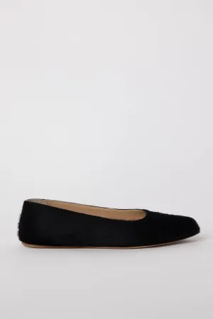 Andre Ballerina Flat Shoe in Black Calf Hair