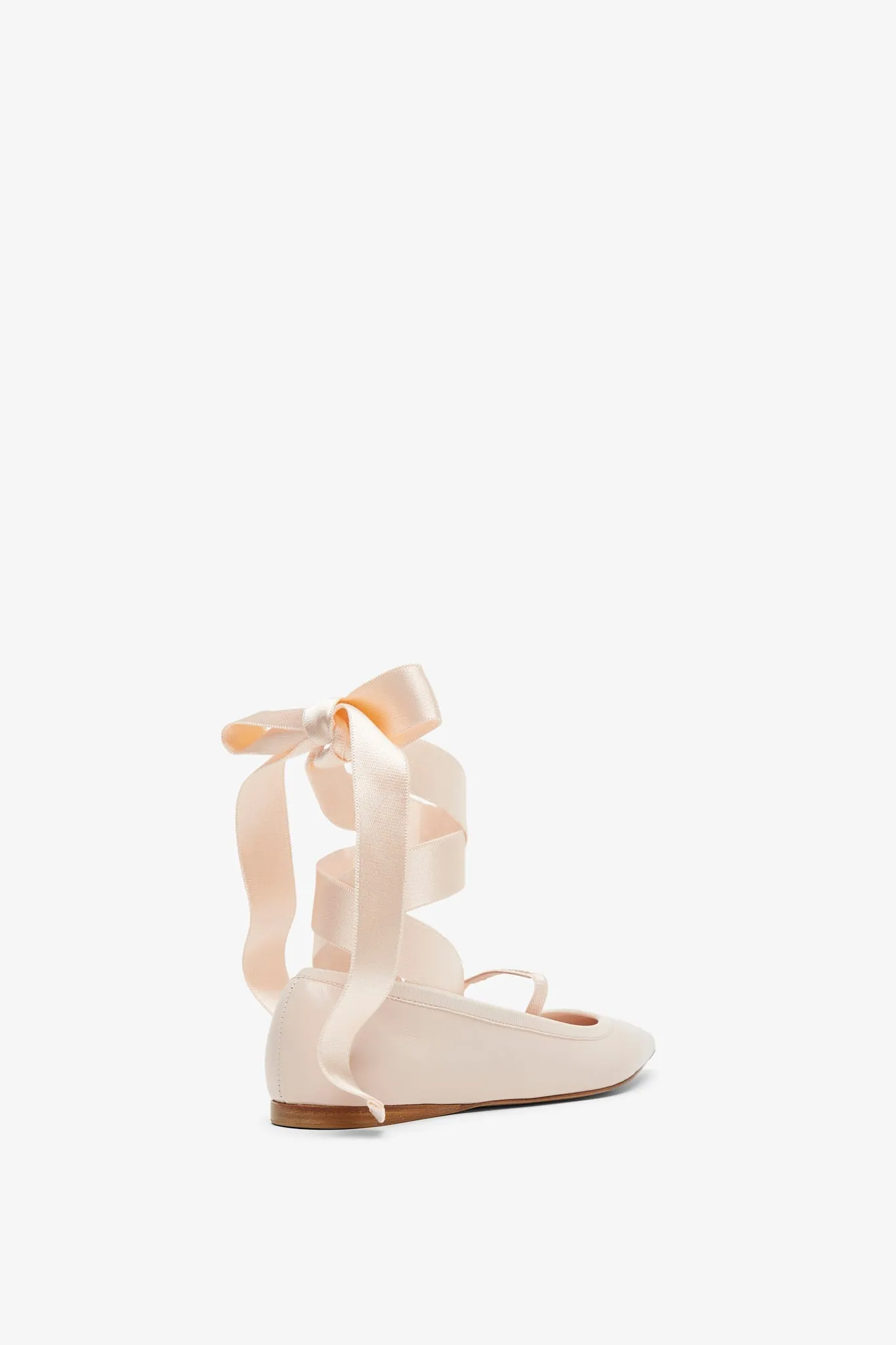 Ankle ribbon pink ballet flats