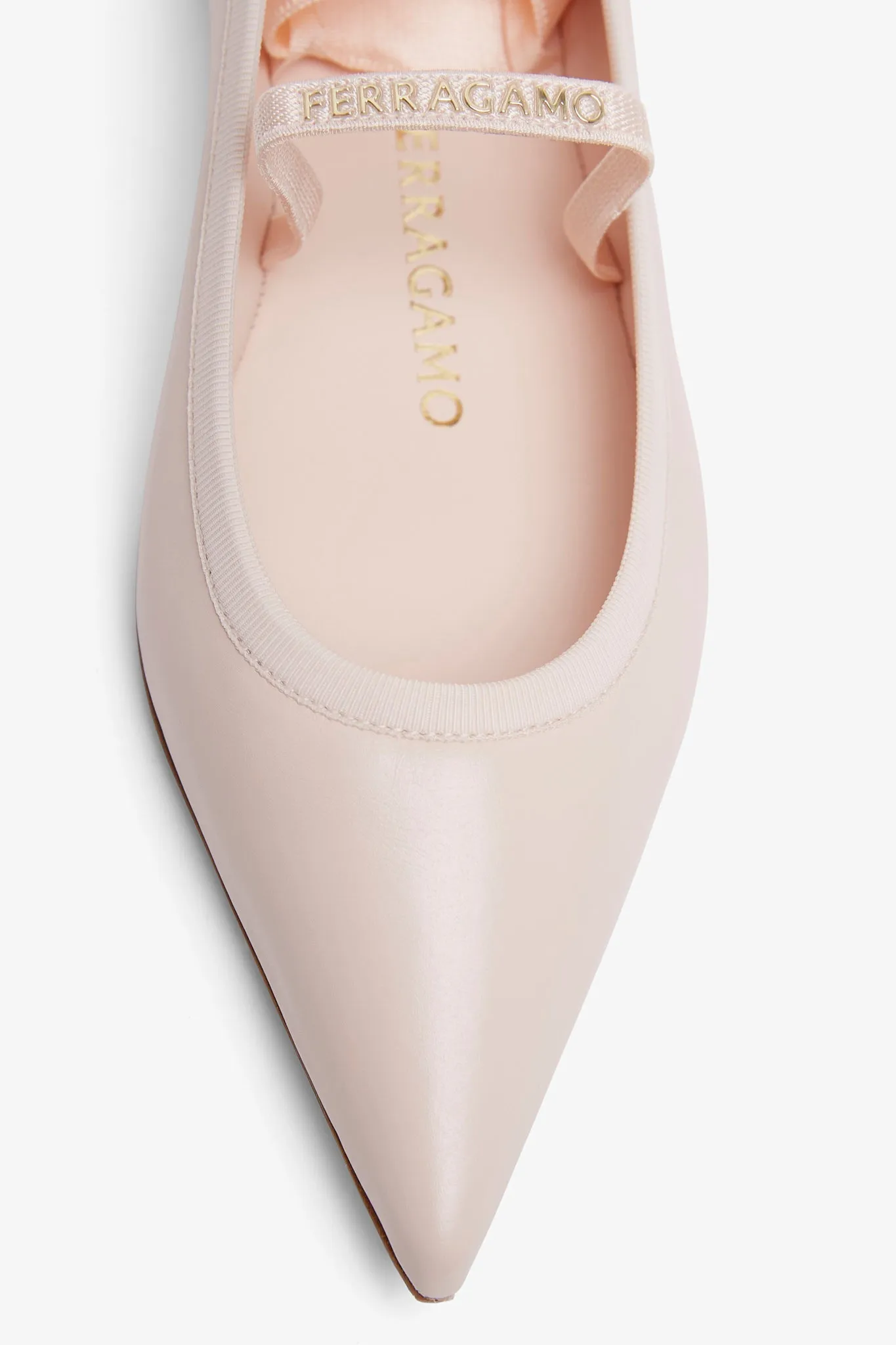 Ankle ribbon pink ballet flats