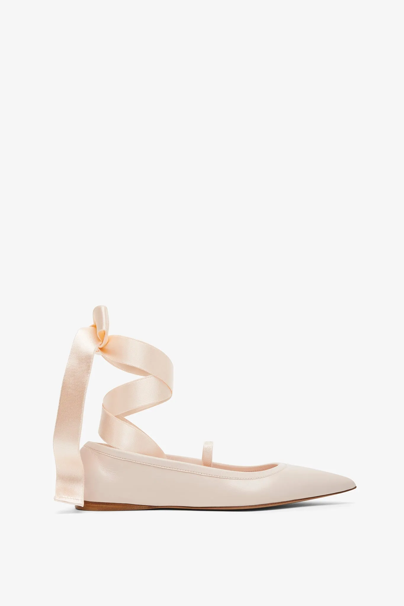 Ankle ribbon pink ballet flats