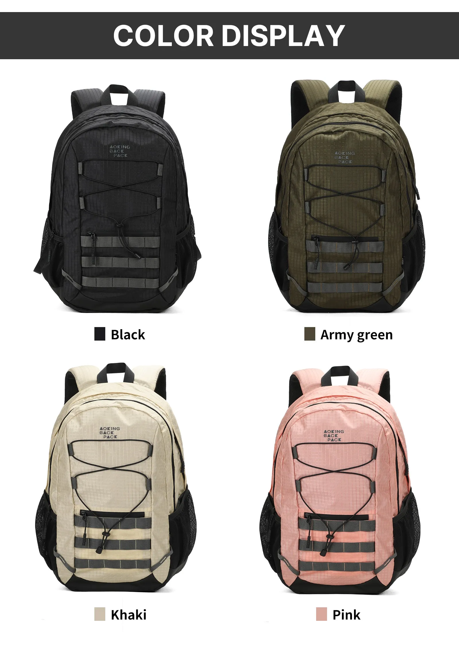 Aoking Backpack Black Casual Backpack Student Bag XN3378