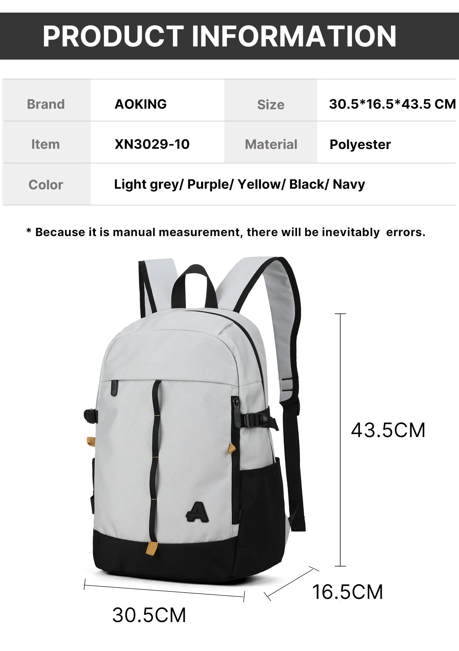 Aoking Backpack Casual Backpack Student Bag XN3029-10