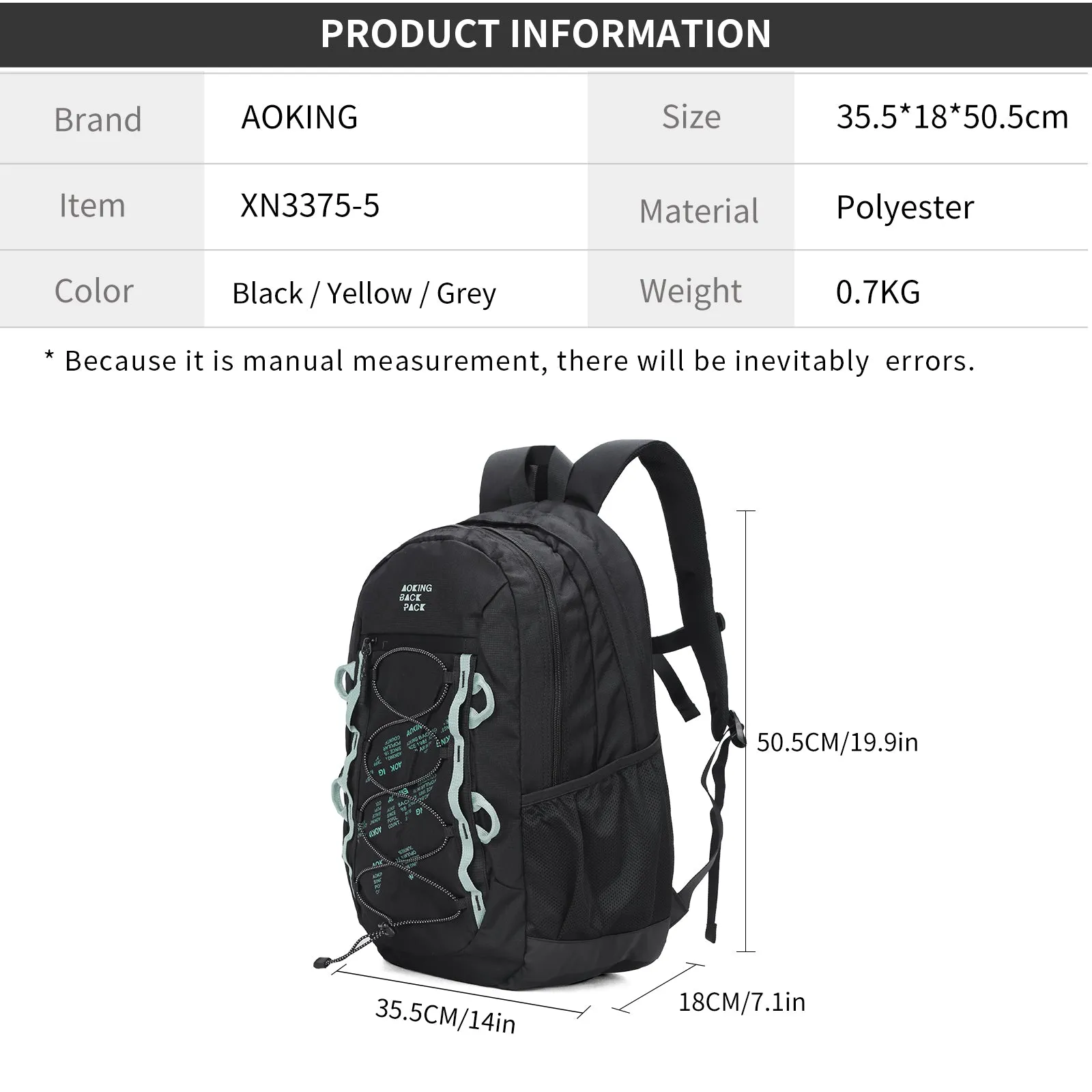 Aoking Backpack Casual Backpack Student Bag XN3375-5