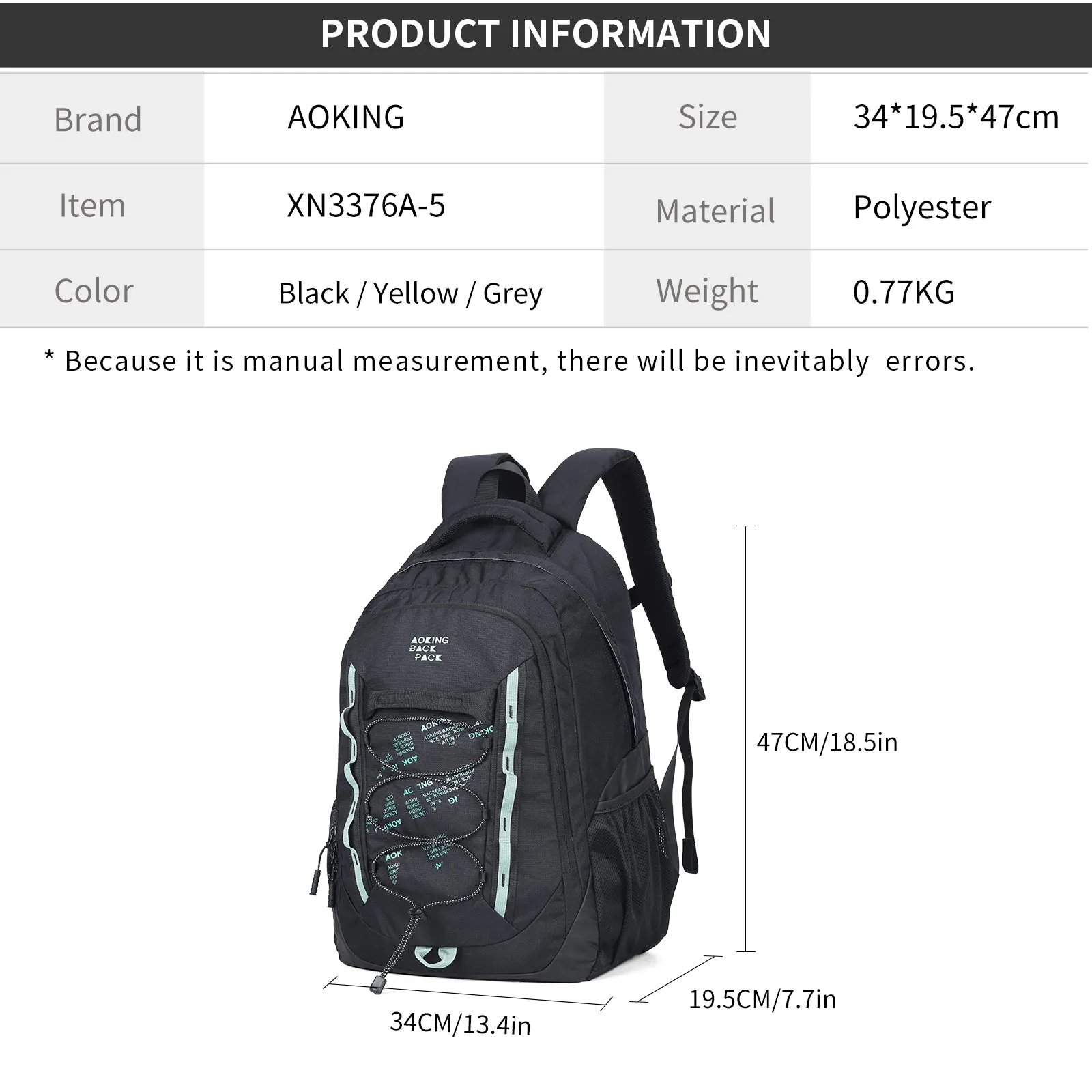 Aoking Backpack Casual Backpack Student Bag XN3376A-5