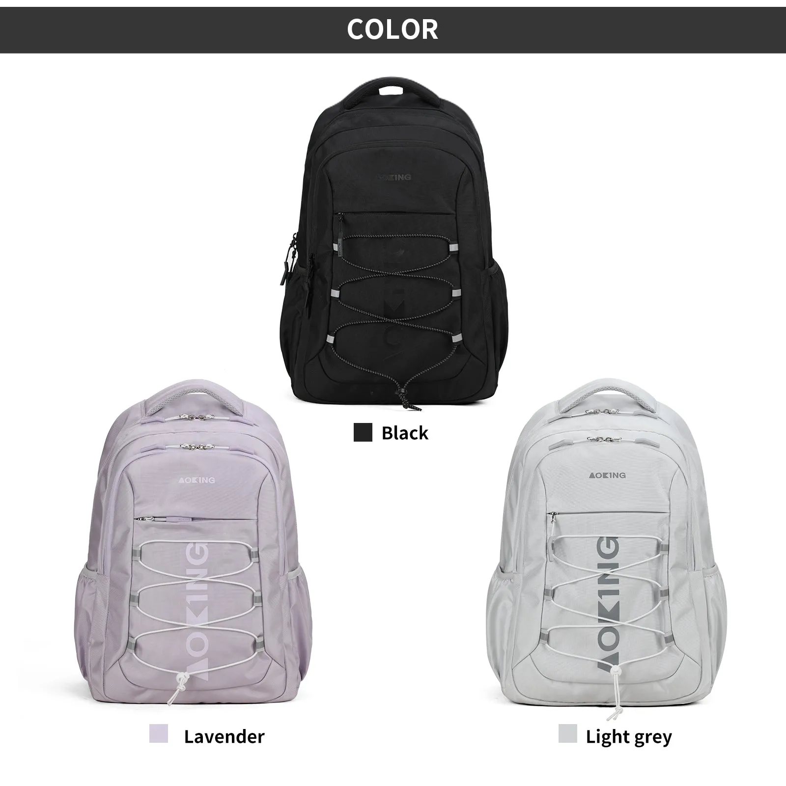 Aoking Backpack White Large Capacity Casual Backpack Student Bag XN3339