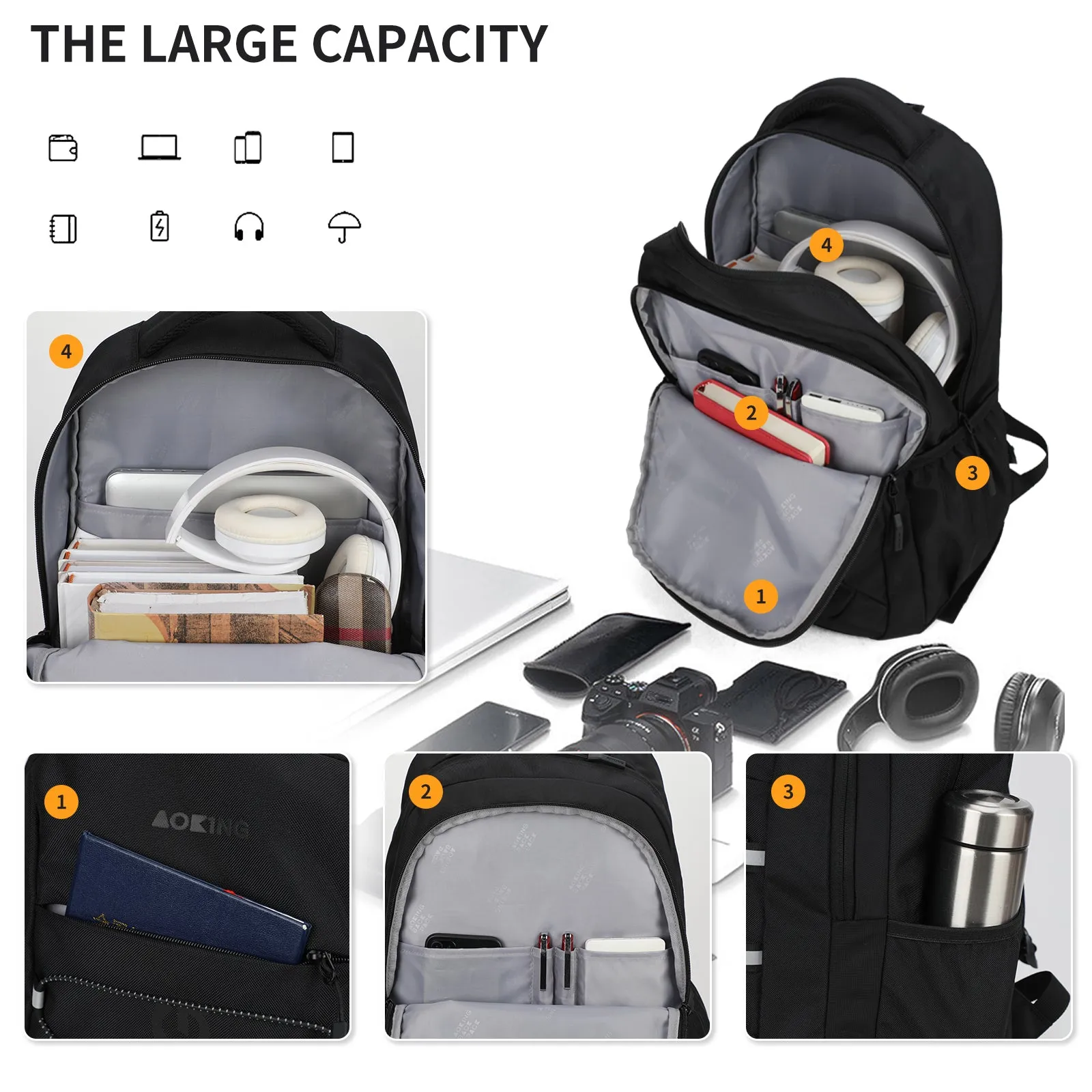 Aoking Backpack White Large Capacity Casual Backpack Student Bag XN3339