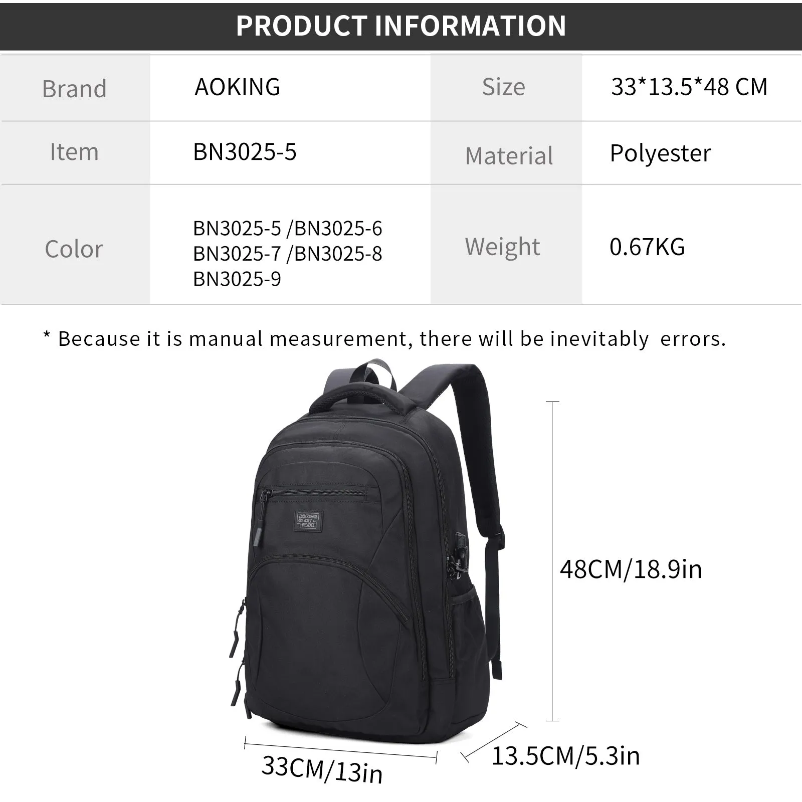 Aoking Cute Lightweight School Backpack BN3025