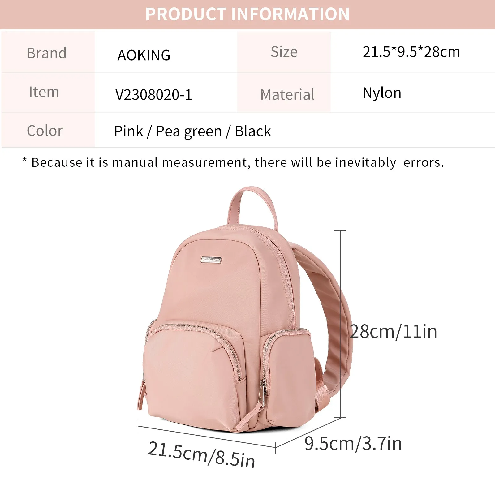 Aoking Women Backpack Casual Backpack Student Bag V2308020-1