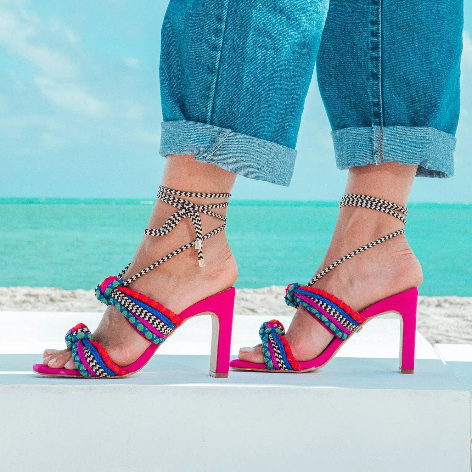 Athena - Pitaya Nubuck Block Heels Sandal