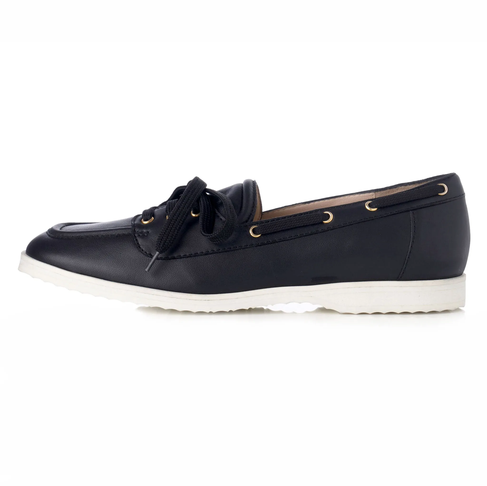 Audrey Black Boat Shoes