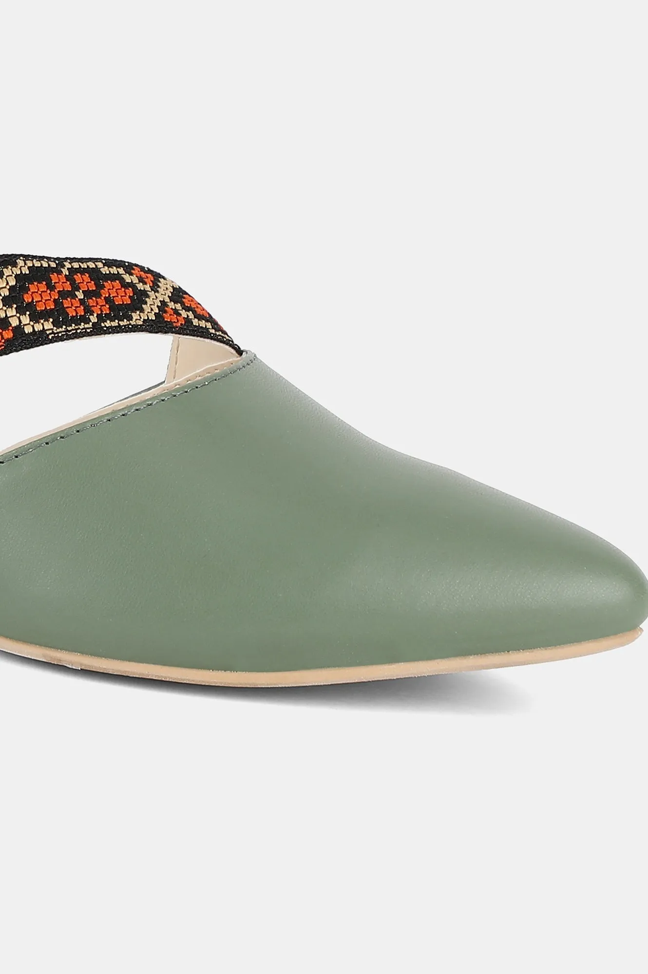 Aurelia Green Pointed Toe Colourblocked Kitten Heel - ZChristie