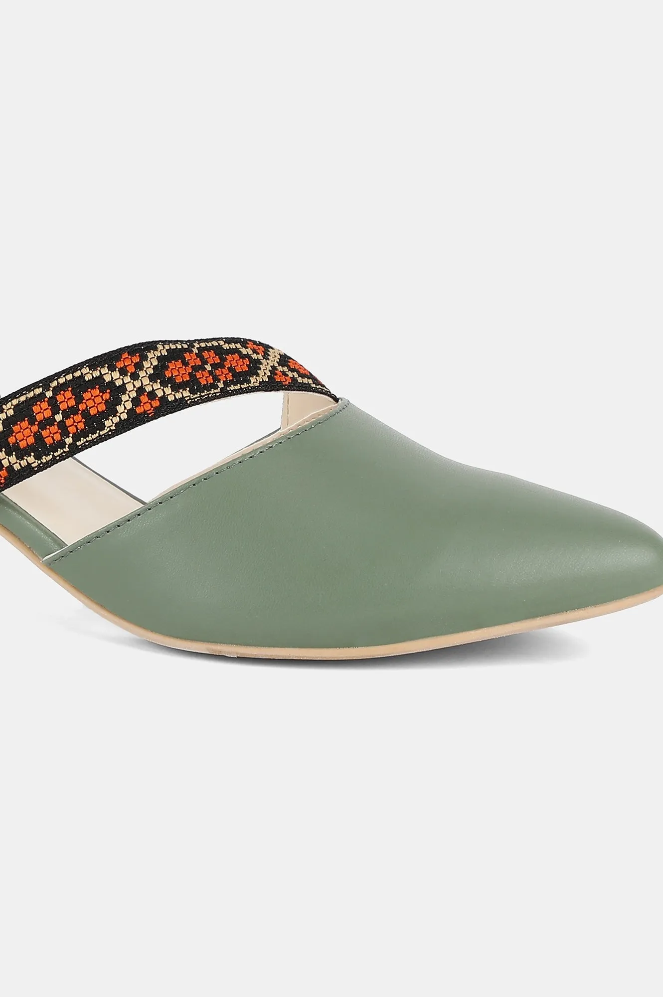 Aurelia Green Pointed Toe Colourblocked Kitten Heel - ZChristie