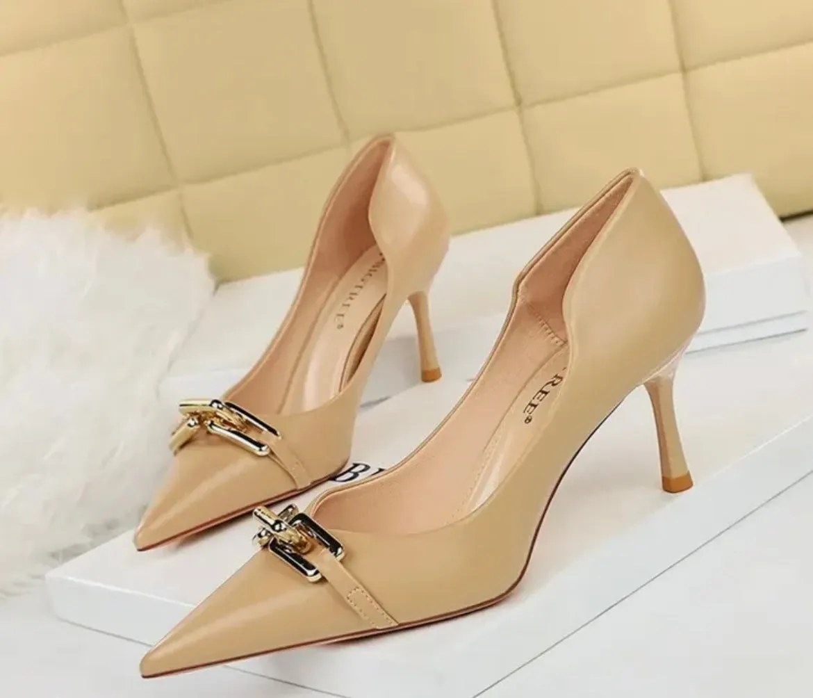 Aurora Silver Buckle Heels