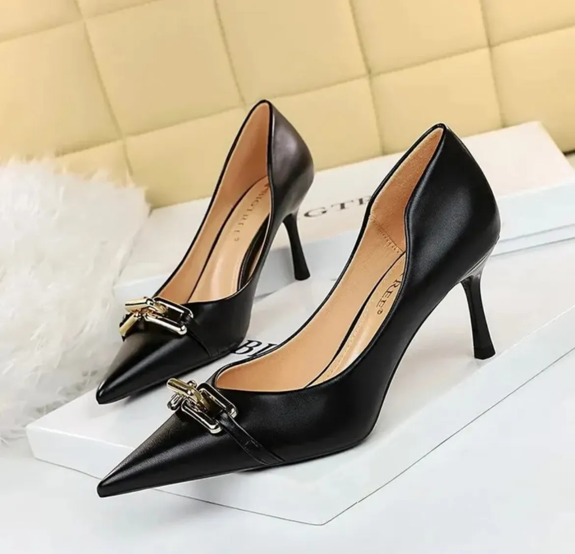 Aurora Silver Buckle Heels