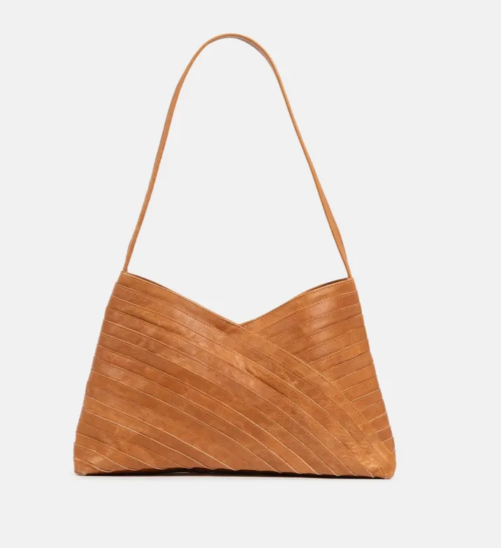 Bahama Leather Tote with Criss-Crossed Detail