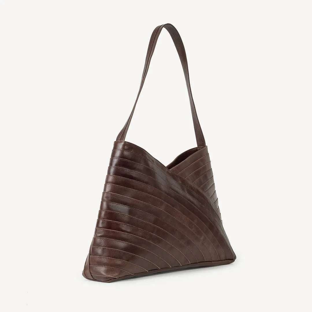 Bahama Leather Tote with Criss-Crossed Detail