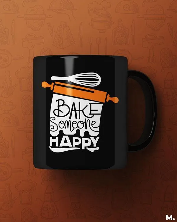 Bake someone happy printed mugs
