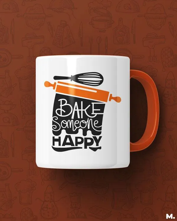 Bake someone happy printed mugs