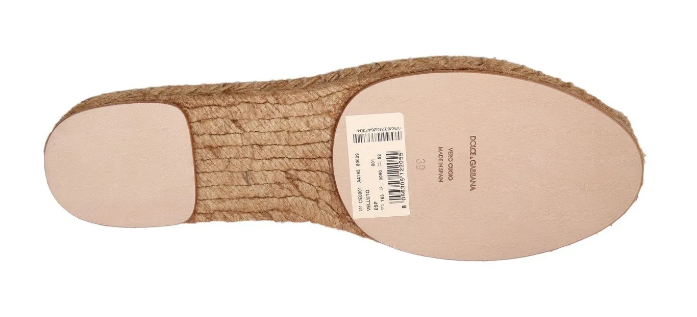 Beige Velvet Flats Espadrilles Shoes