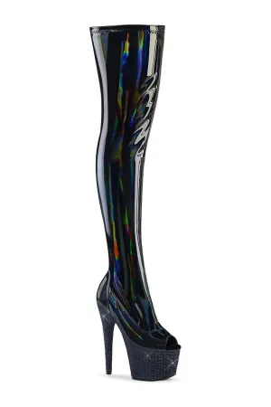 BEJEWELED-3011-7 Black Patent Thigh Boot