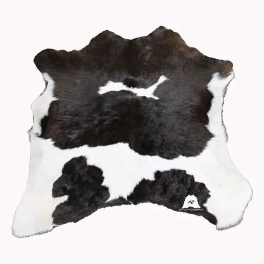 Black & White  Calfskin Rug Size 3ft x 3ft - Premium Quality Cowhide Rug