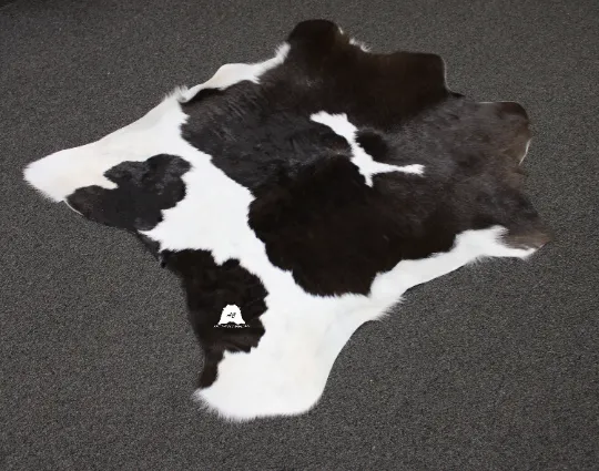 Black & White  Calfskin Rug Size 3ft x 3ft - Premium Quality Cowhide Rug