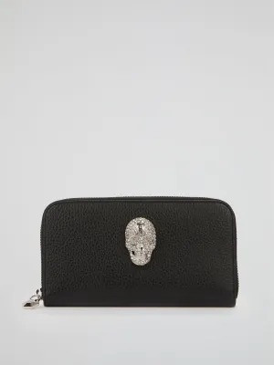 Black Crystal Skull Continental Wallet