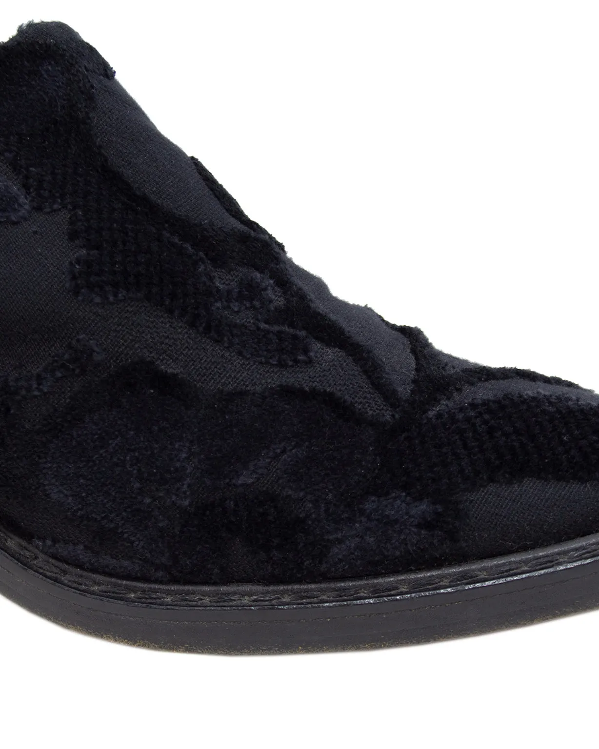 Black Cut Velvet Kitten Heel Mules