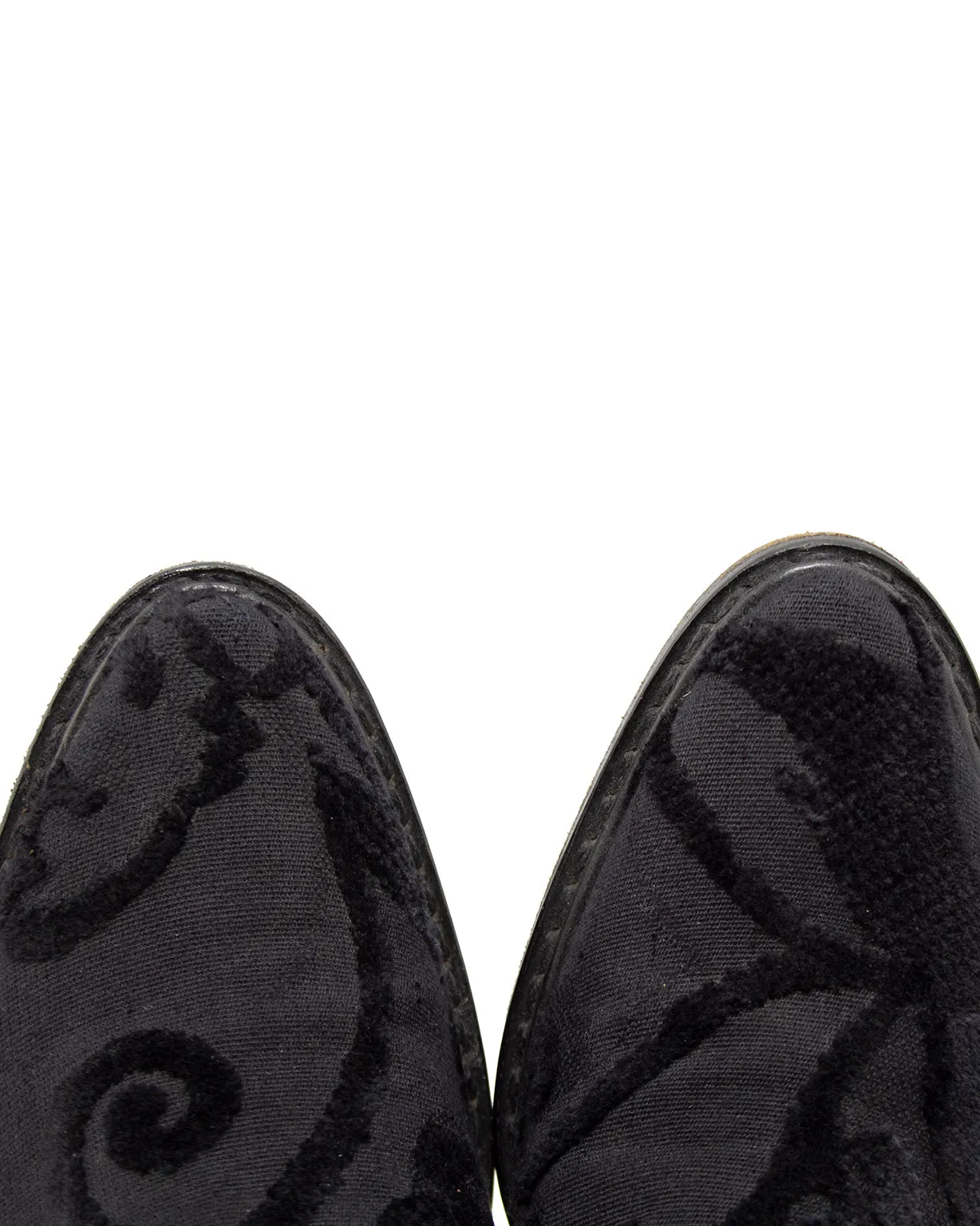 Black Cut Velvet Kitten Heel Mules