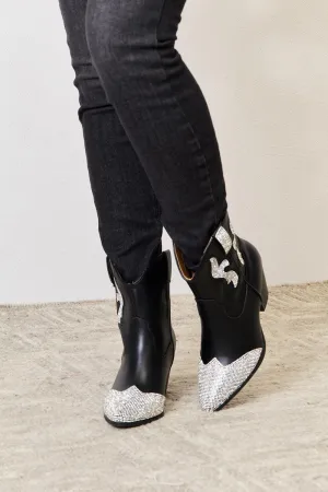 Black Rhinestone Pointed Western Boots