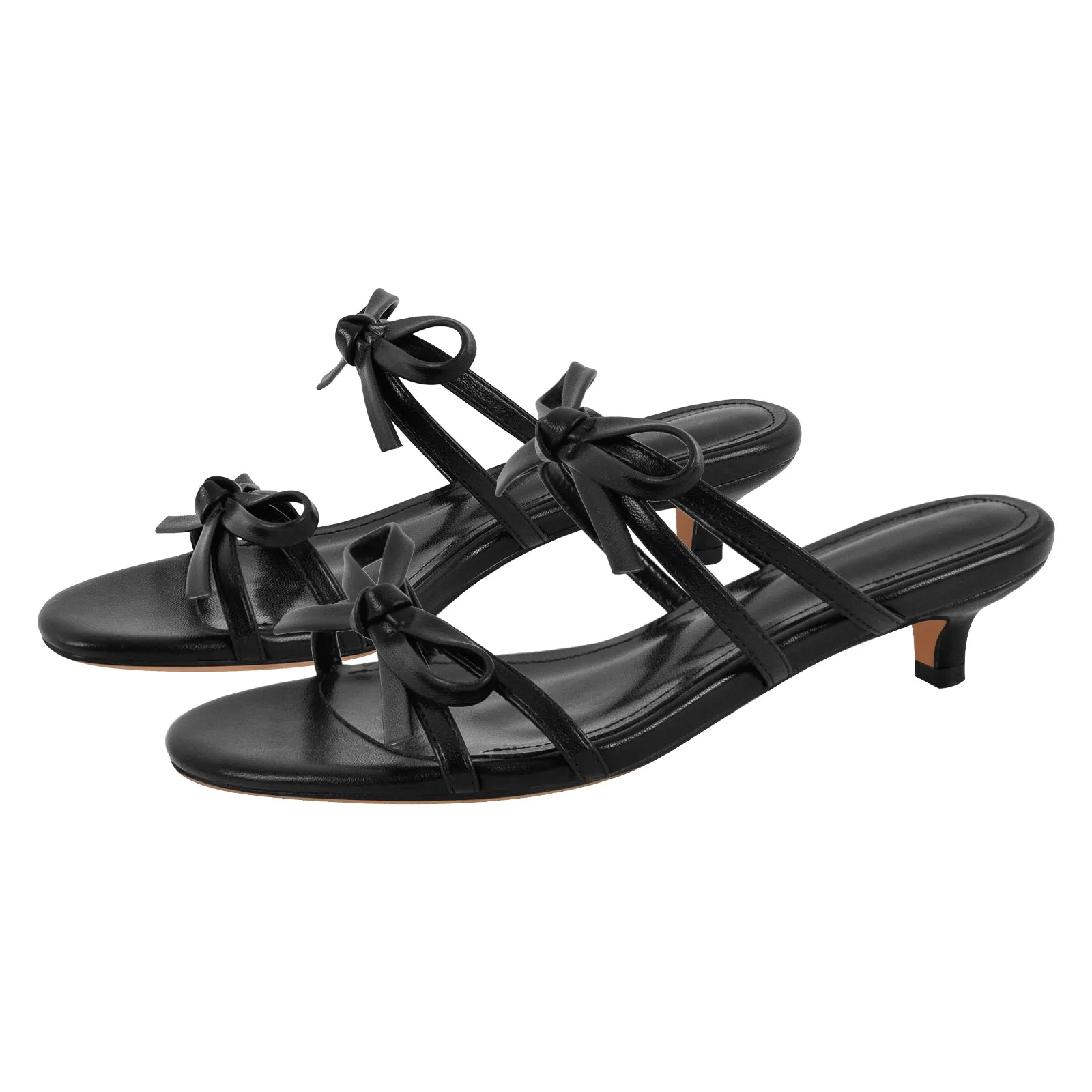Bow Strap Kitten Heel Mule Sandals
