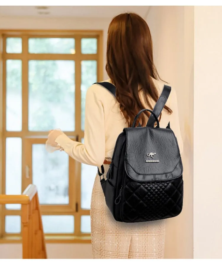 BP748 - Retro Soft Leather Casual Backpack