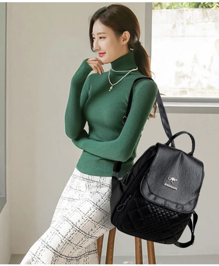 BP748 - Retro Soft Leather Casual Backpack
