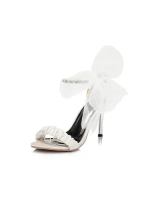 Bridal Party Shoes With Ribbon & Rhinestones