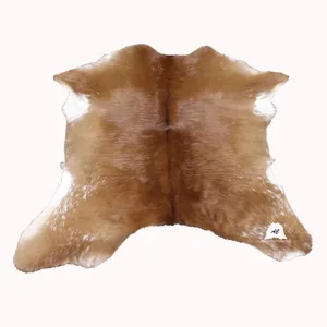 Brown & White   Calfskin Rug Size 3ft x 3ft - Premium Quality Cowhide Rug