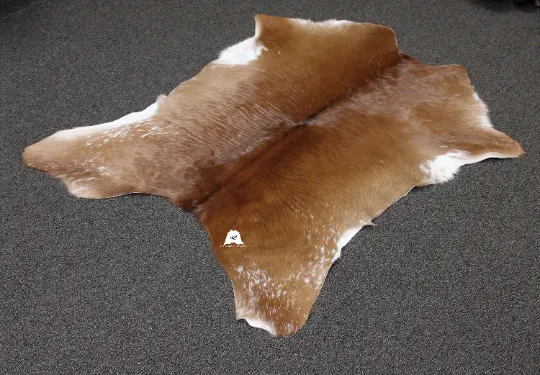 Brown & White   Calfskin Rug Size 3ft x 3ft - Premium Quality Cowhide Rug