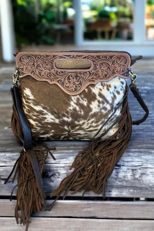 Brown   White Cowhide - Conceal Carry Handbag