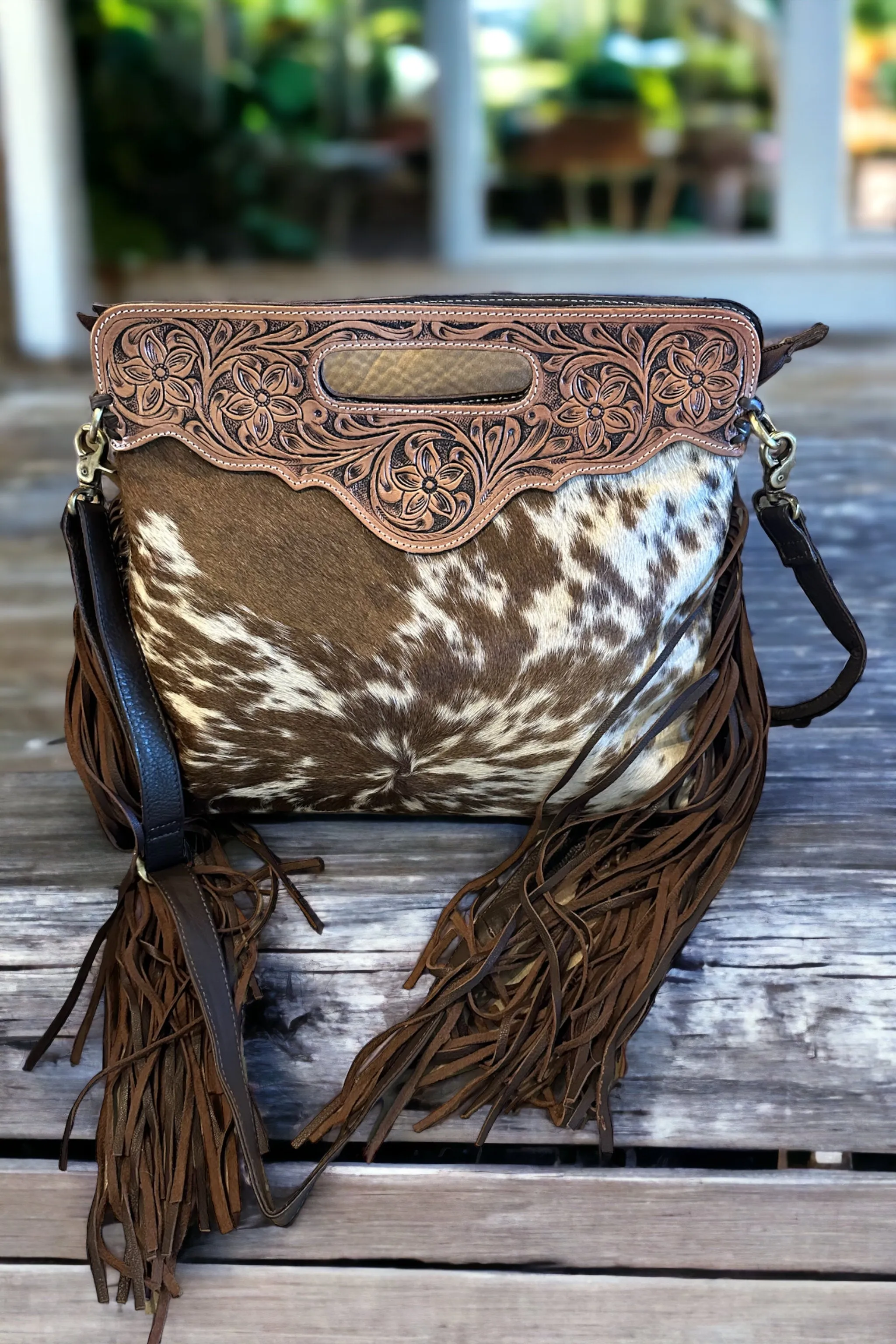Brown   White Cowhide - Conceal Carry Handbag