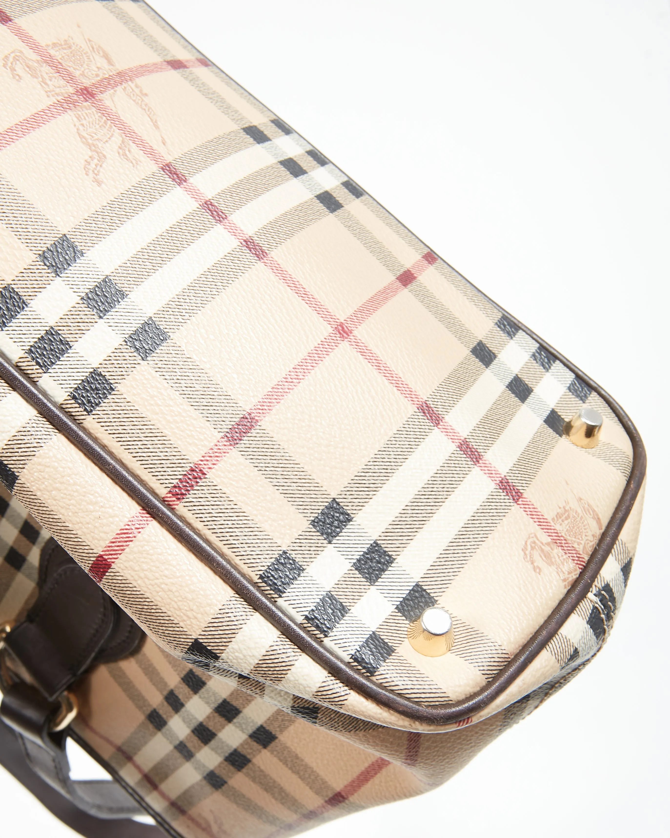 Burberry Beige Nova Check Coated Canvas Zip Tote Bag