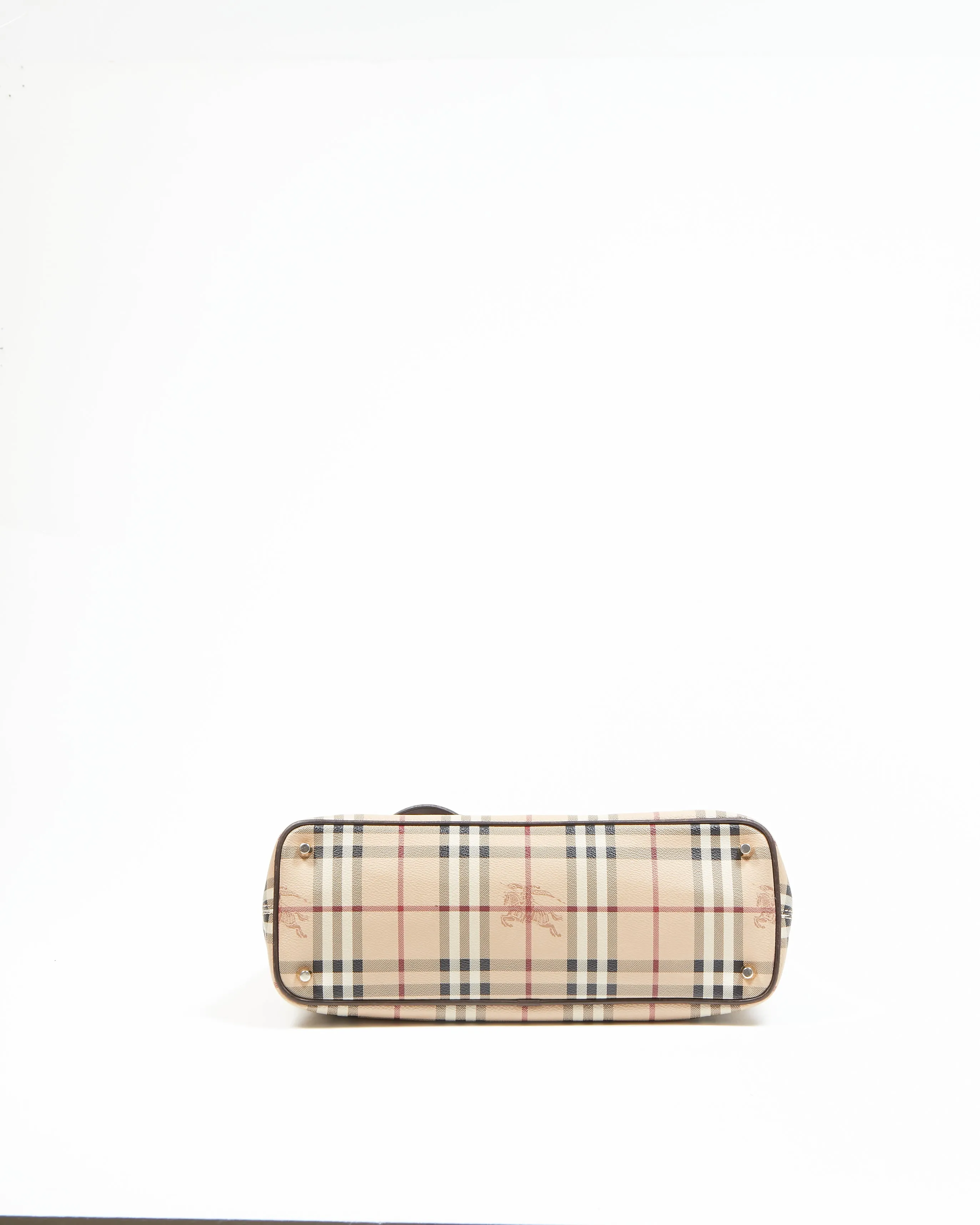 Burberry Beige Nova Check Coated Canvas Zip Tote Bag
