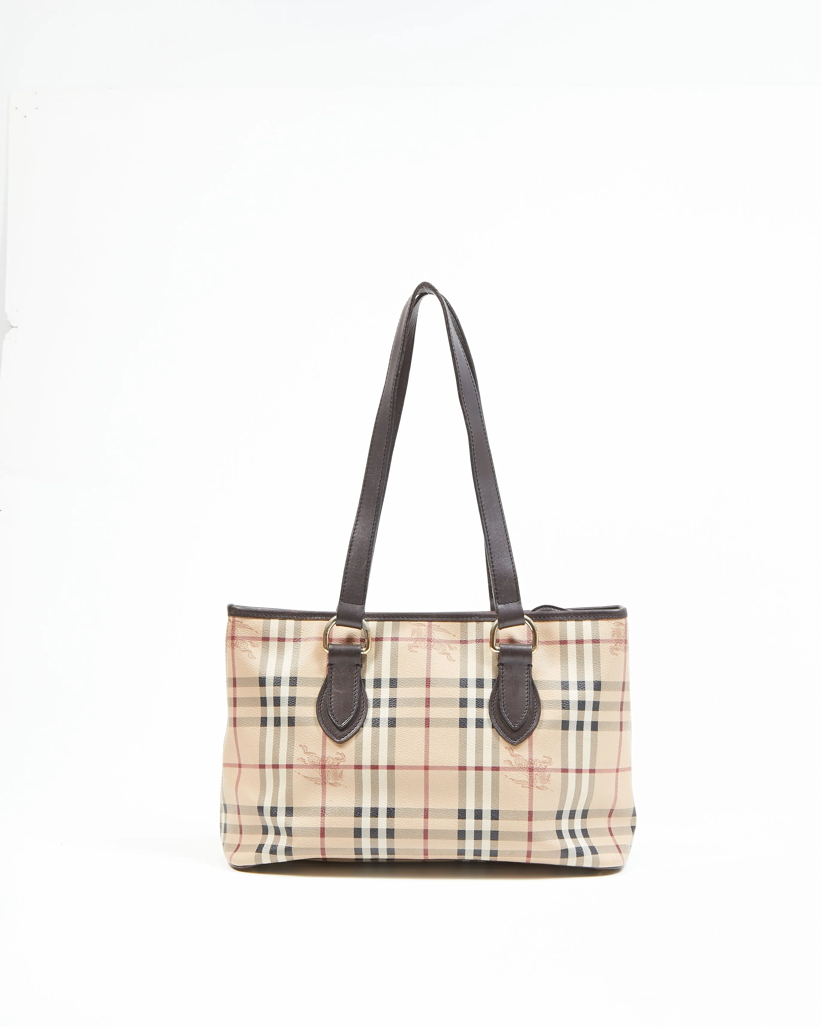 Burberry Beige Nova Check Coated Canvas Zip Tote Bag